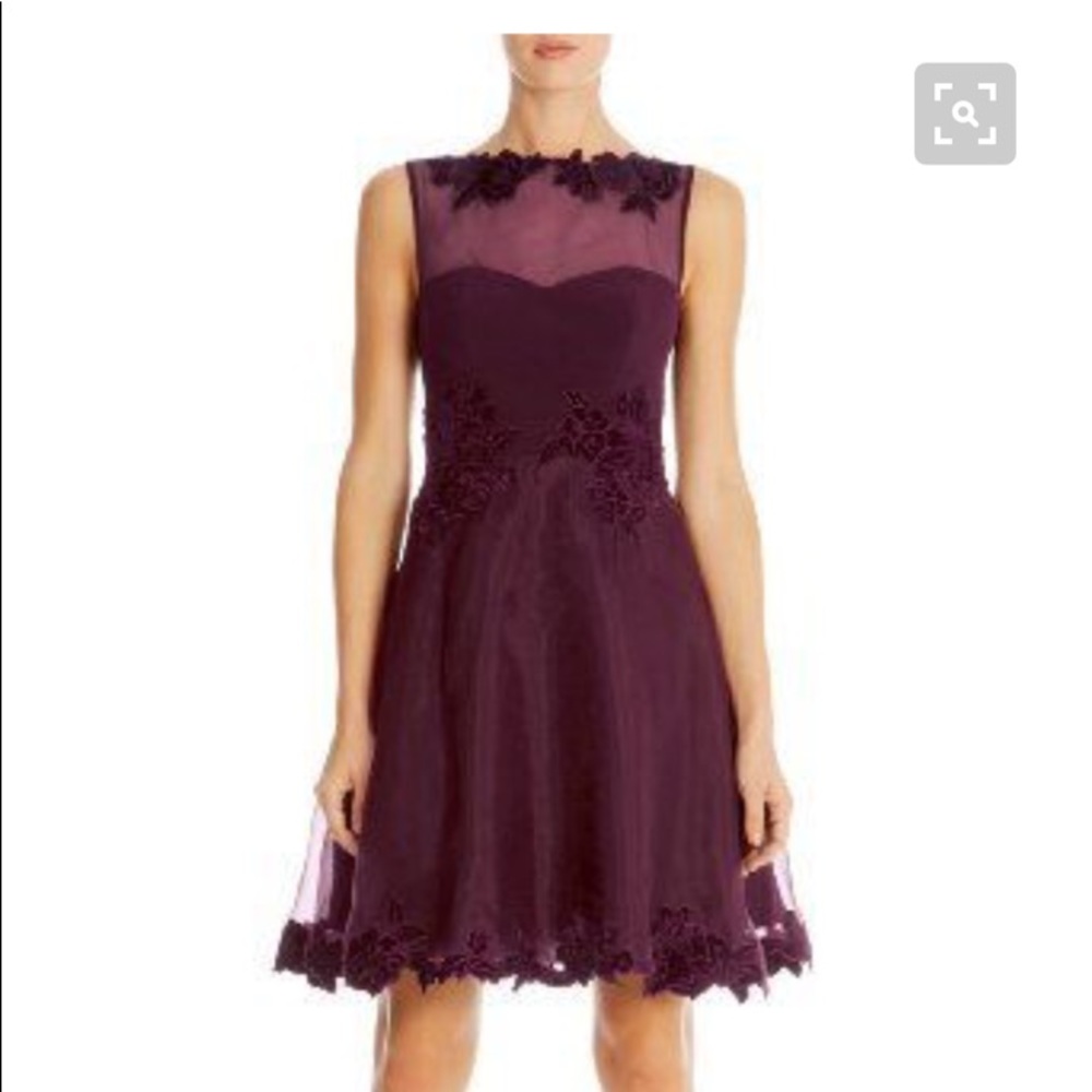 Karen Millen fit and flare velvet trim party dress